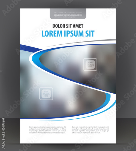 Blue flyer template, brochure magazine cover layout print design