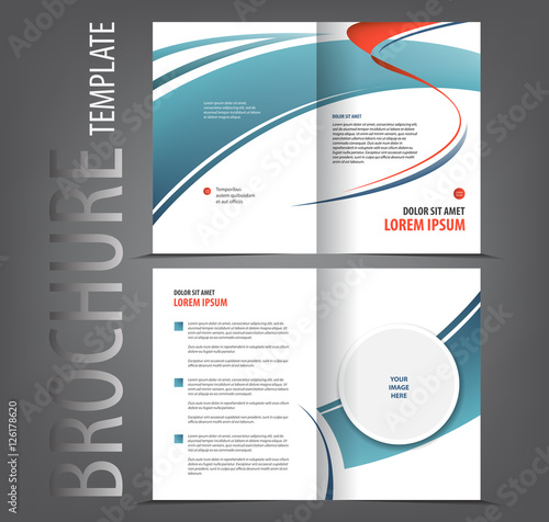 Vector empty bi-fold brochure print template design, newsletter booklet layout