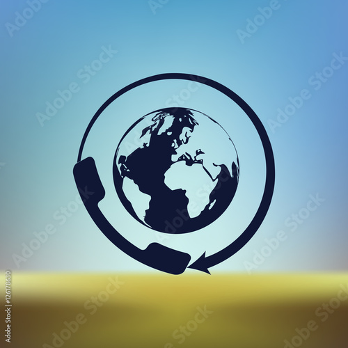 Worldwide customer support call-center. Flat icon