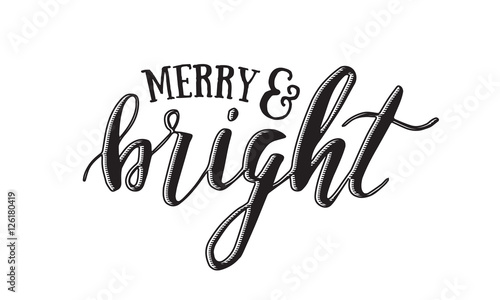Merry And Bright Christmas Lettering