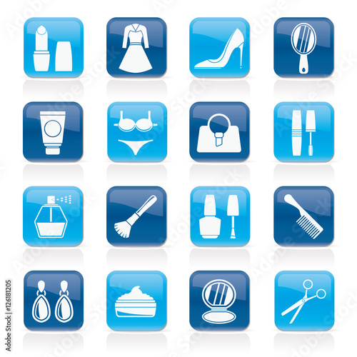 female objects and accessories icons - vector icon set