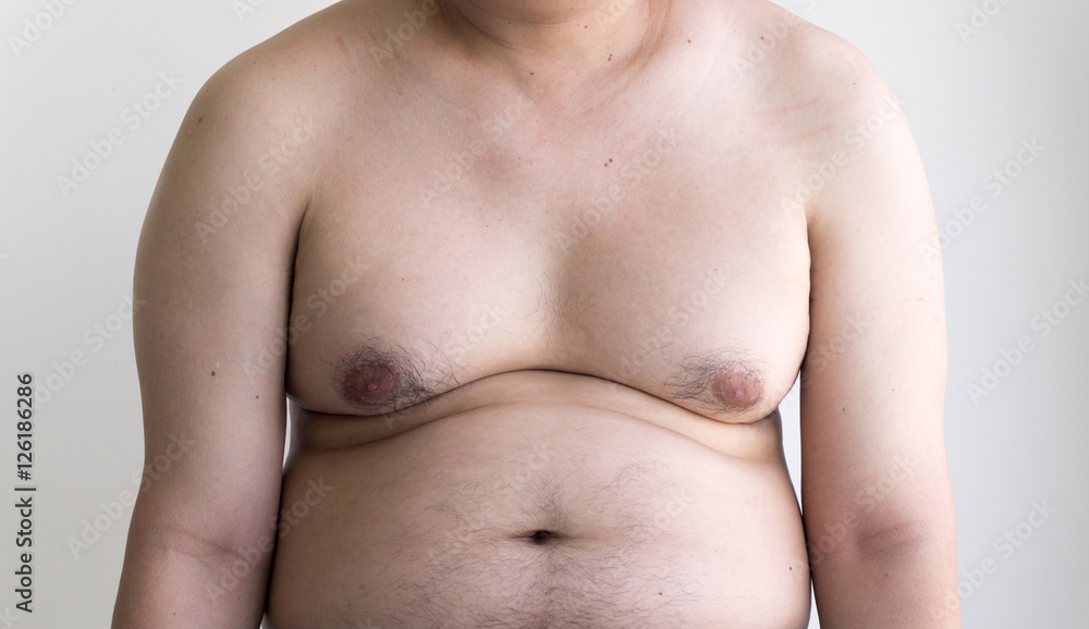 Fototapeta premium Fat man with a big belly. Diet