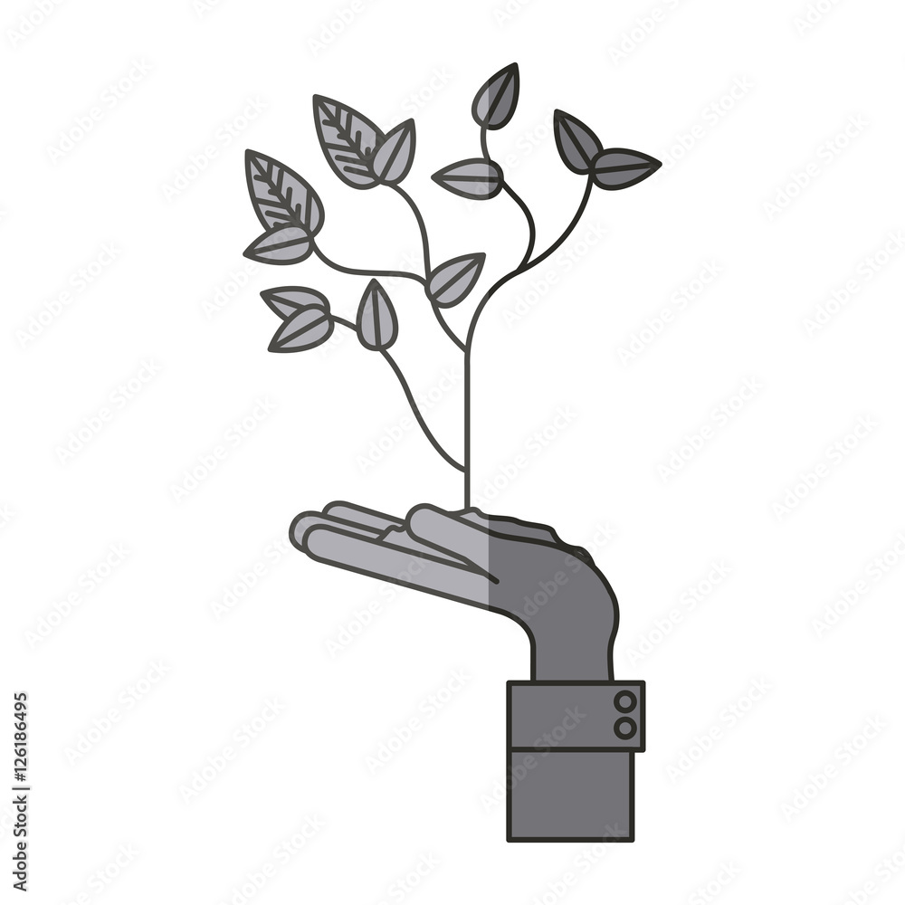 Plant over hand icon. Gardening nature green and home theme. Isolated design. Vector illustration Plant over hand icon. Gardening nature green and home theme. Isolated design. Vector illustration