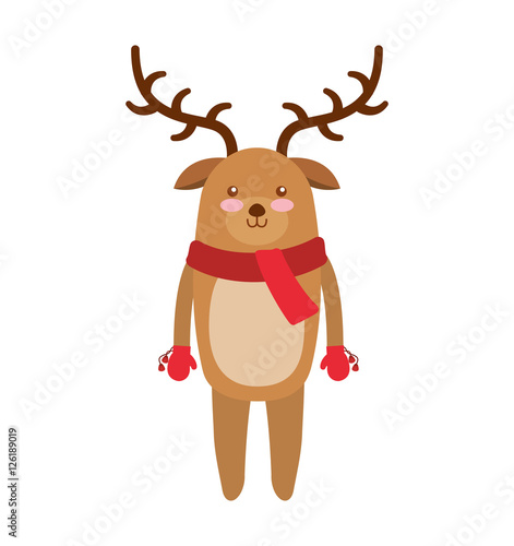 reindeer winter clothes icon vector illustration design
