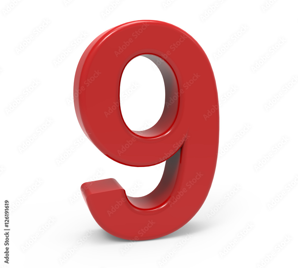 3d red number 9 3d red number 9