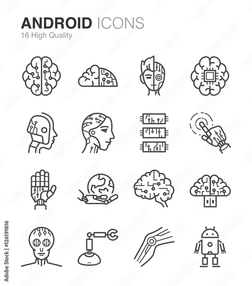Android and Artificial Intelligence icons
