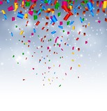 colorful confetti on blue background