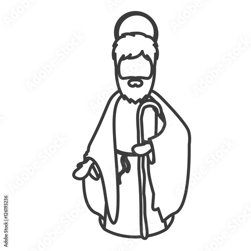 Joseph cartoon icon. Holy night family christmas and betlehem theme. Isolated design. Vector illustration