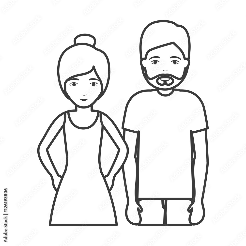 Woman and man cartoon silhouette icon. Couple relationship family love and romance theme. Vector illustration Woman and man cartoon silhouette icon. Couple relationship family love and romance theme. Vector illustration
