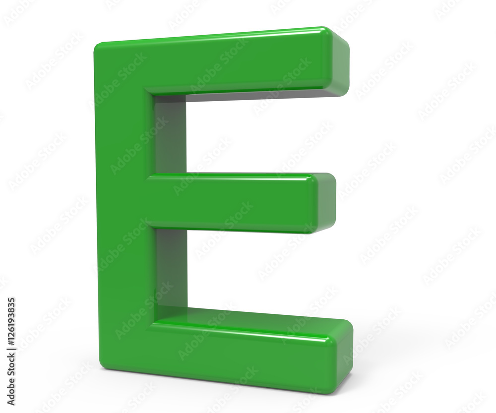 3d green letter E 3d green letter E