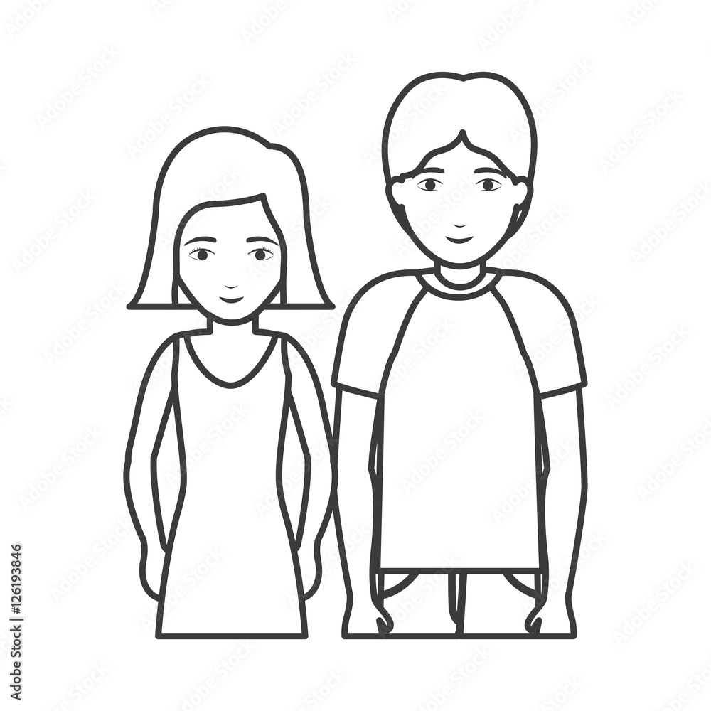 Woman and man cartoon silhouette icon. Couple relationship family love and romance theme. Vector illustration Woman and man cartoon silhouette icon. Couple relationship family love and romance theme. Vector illustration