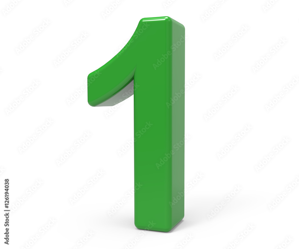 3d green number 1 3d green number 1