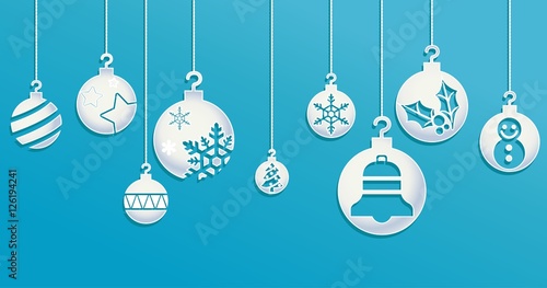 Abstract blue Christmas Background with Christmas balls