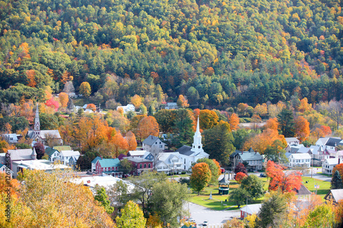 Aerial view of South Royalton in autumn time