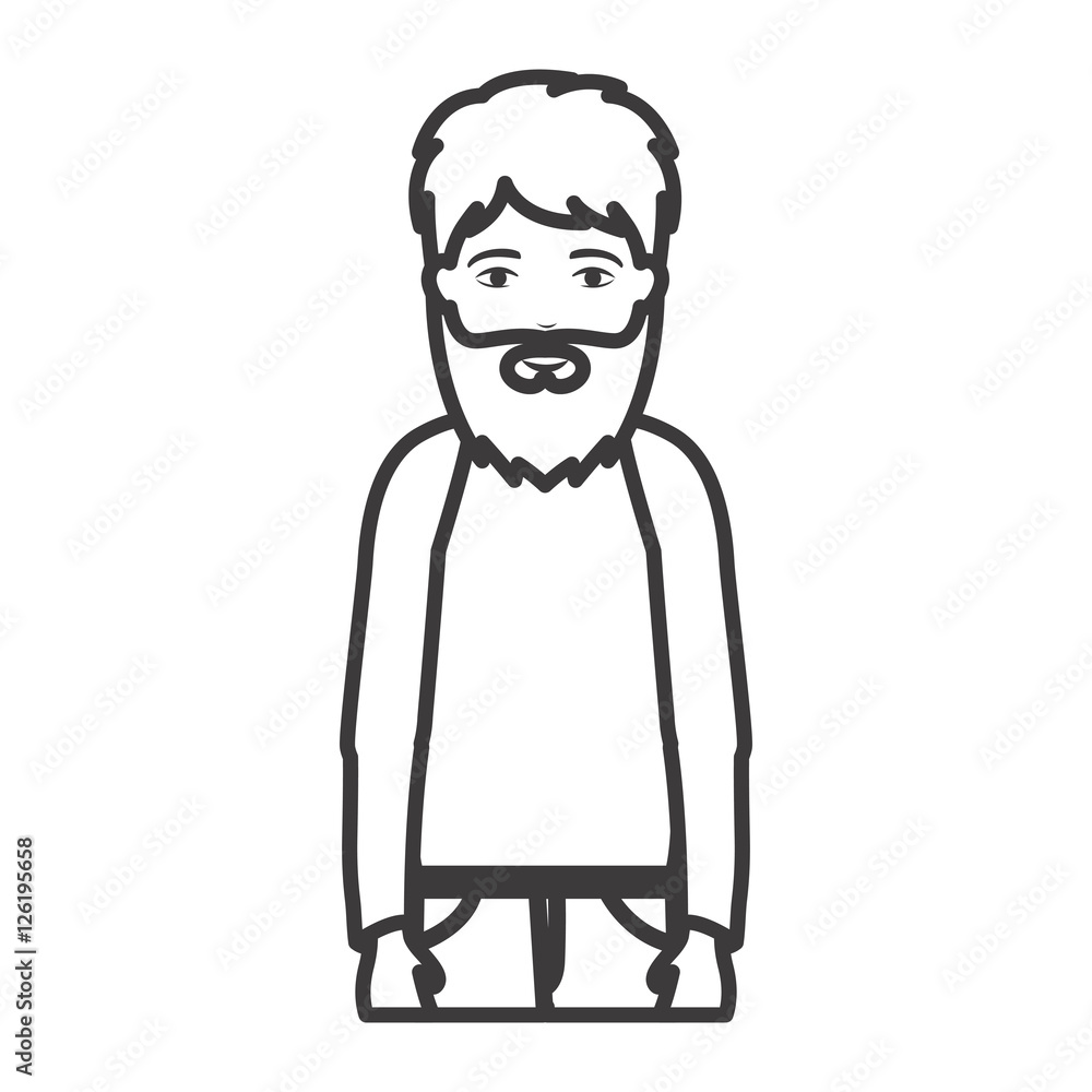 Man cartoon with beard icon. Male avatar person human and people theme. Isolated and silhouette design. Vector illustration