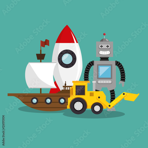 children toys set icons vector illustration design