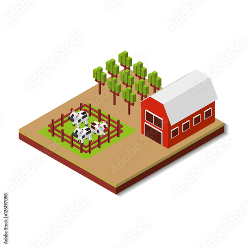 farm fresh isometric icon vector illustration design
