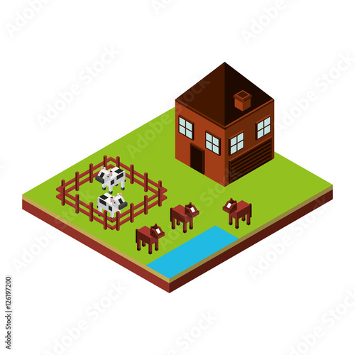 farm fresh isometric icon vector illustration design