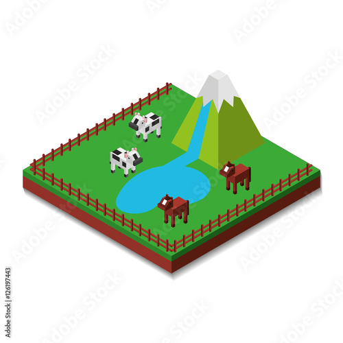farm fresh isometric icon vector illustration design