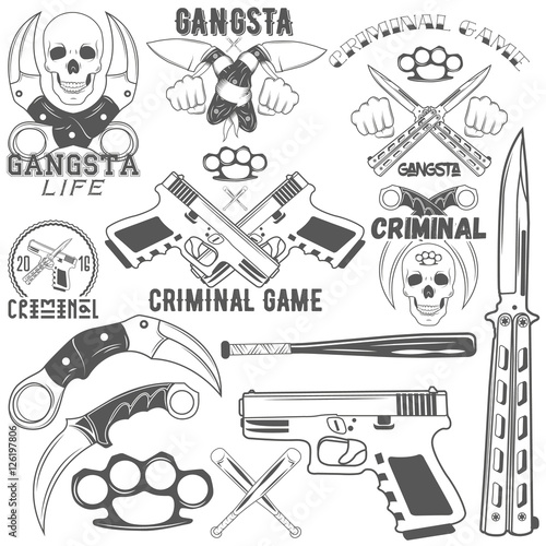 Collection of vector gang and criminal logotypes