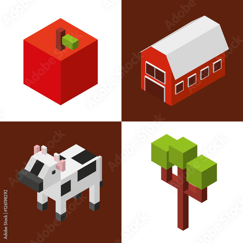 farm fresh isometric icon vector illustration design