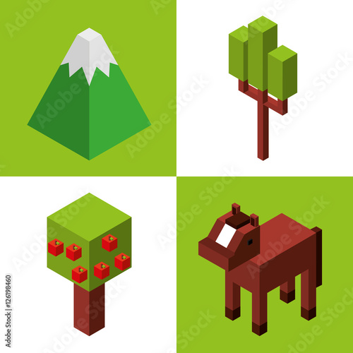 farm fresh isometric icon vector illustration design