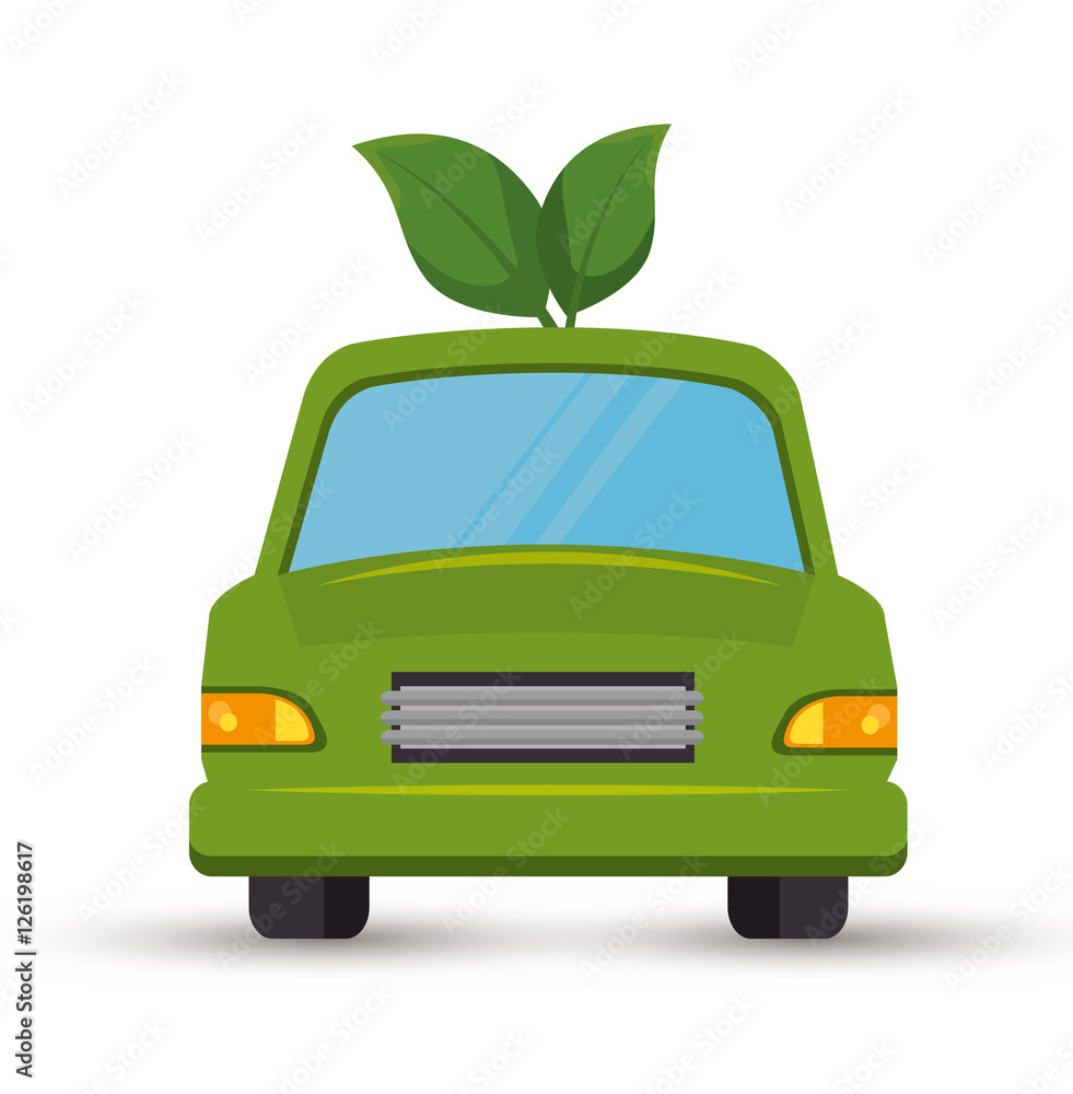 eco car leafs isolated icon vector illustration design eco car leafs isolated icon vector illustration design
