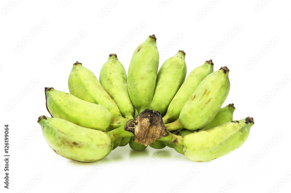 Bunch of raw green bananas isolated on white background Bunch of raw green bananas isolated on white background