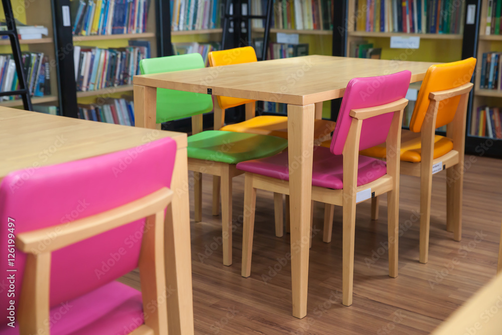 colorful chair and table in classroom