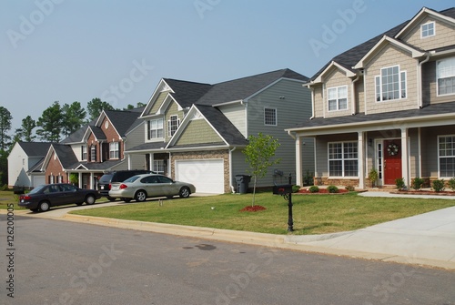 modern residential houses exterior in community