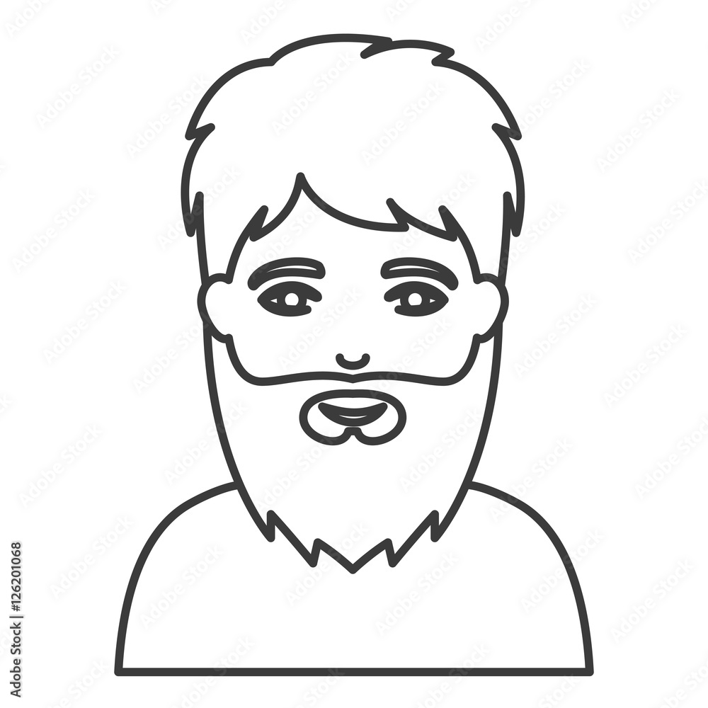 Man cartoon with beard icon. Male avatar person human and people theme. Isolated and silhouette design. Vector illustration