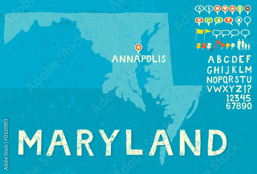 Map of Maryland with icons