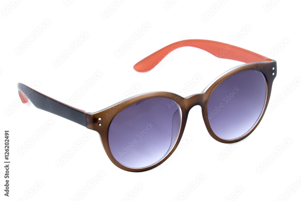 Modern fashionable sunglasses isolated on white background, Glas