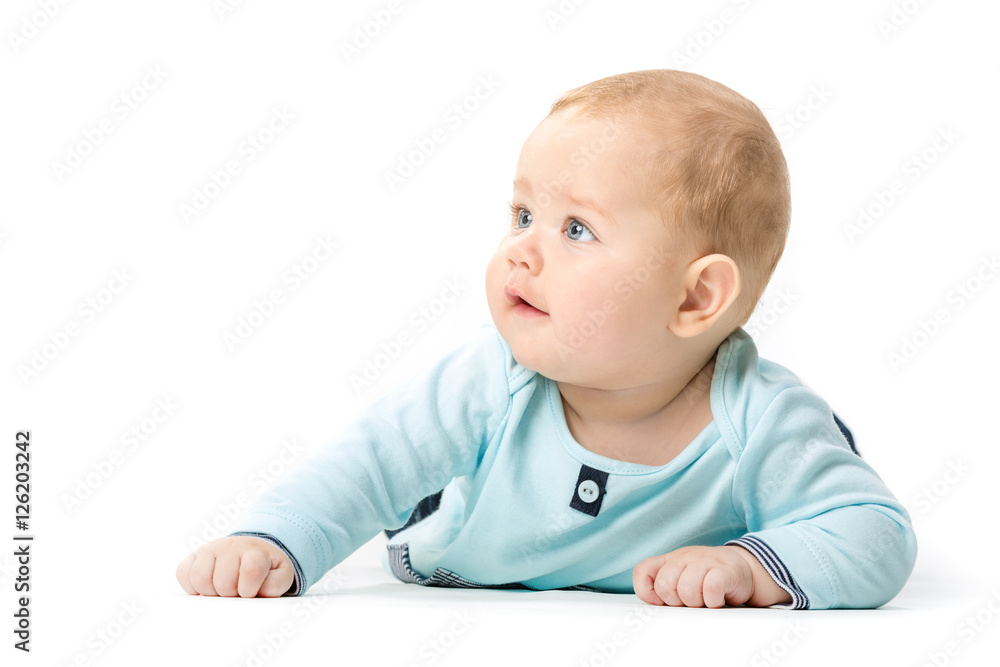 infant on a white background