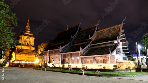 Night landscape of  Wat Lok Molee Chiangmai Thailand © ruksil