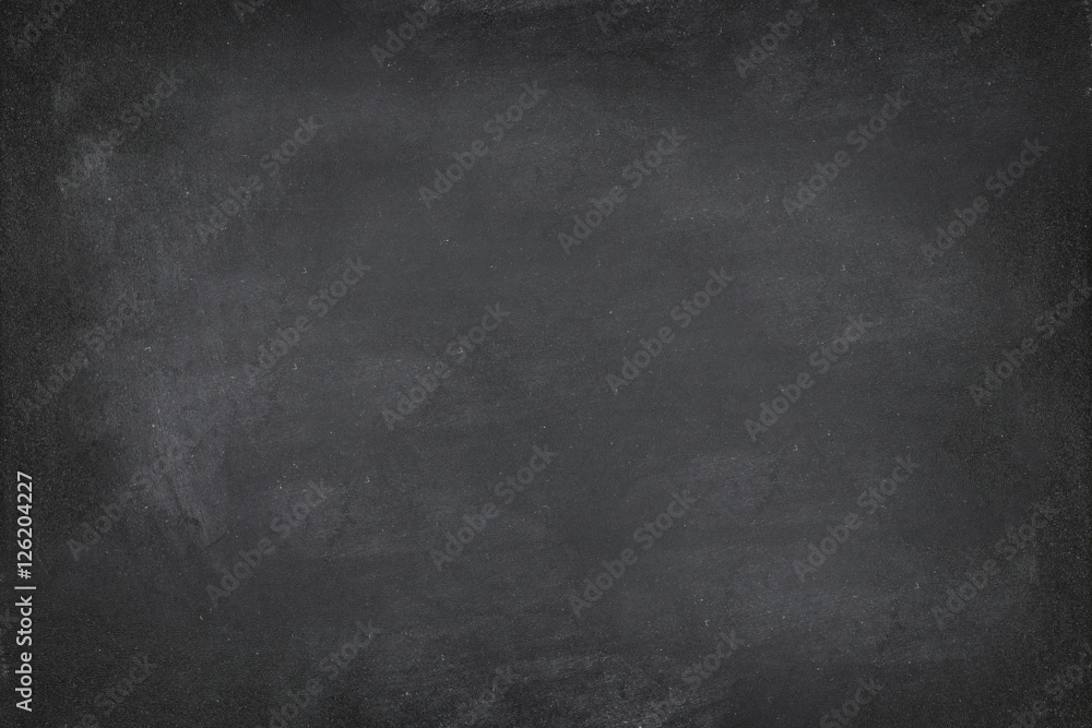 Black Chalkboard blackboard chalk texture background. Black chalk board texture empty blank with writing chalk traces erased on the board. Copyspace for text advertisement. School board display.