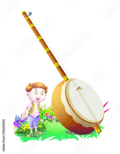 Boy near a big Ektara
