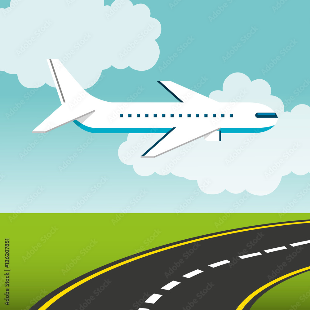 Naklejka premium airplane flying transport icon vector illustration design