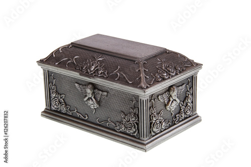 Cupid steel casket on a white background.