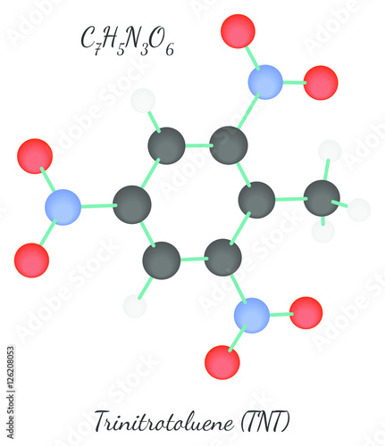 Trinitrotoluene TNT C7H5N3O6 molecule