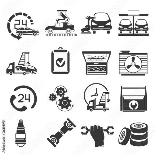 auto service icons, garage icons
