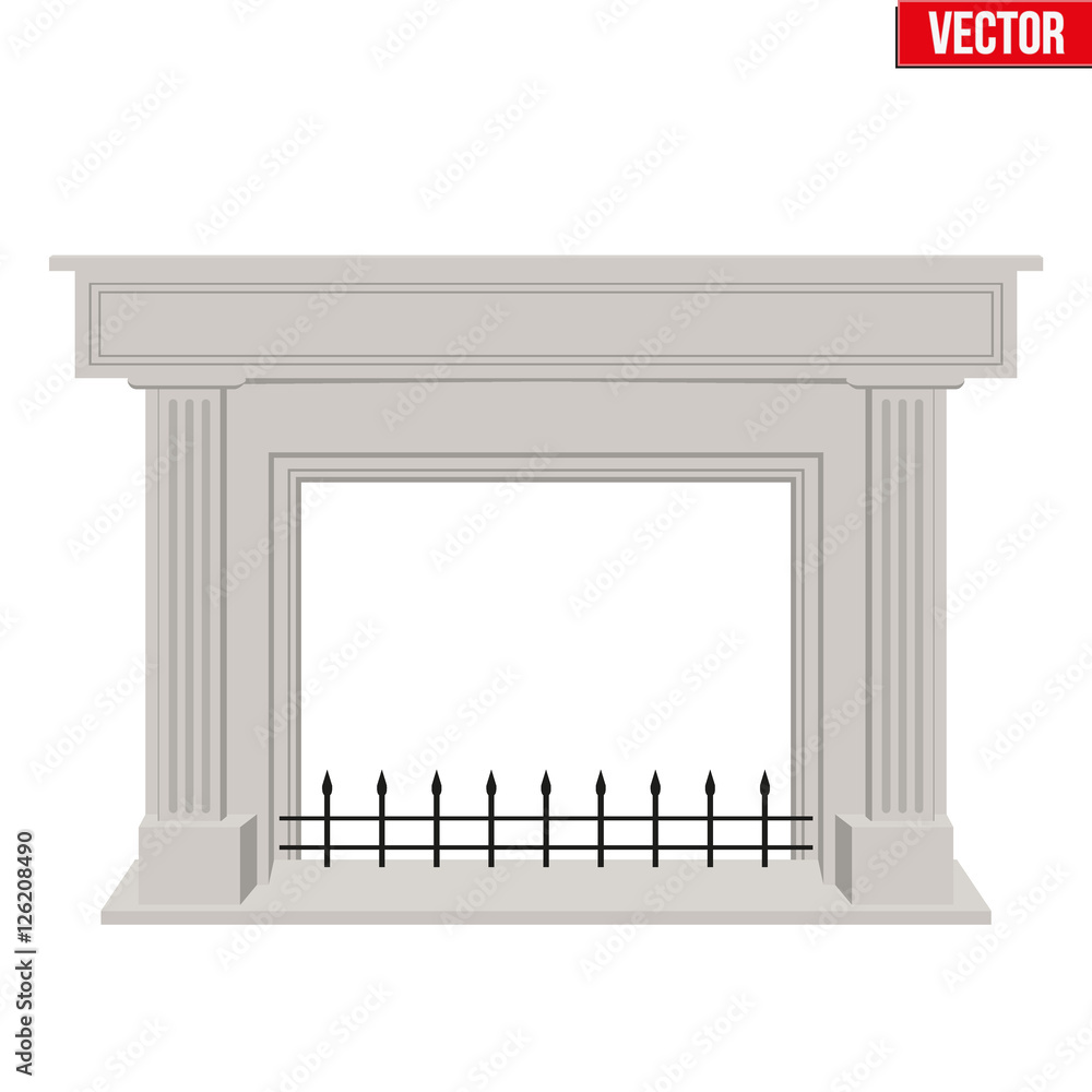 Fototapeta premium Fireplace in house room. Flat style design. Vector Illustration Isolated on white background.