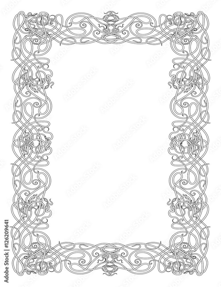 square ornate frame consisting of vignettes in art nouveau style. Vector illustration square ornate frame consisting of vignettes in art nouveau style. Vector illustration