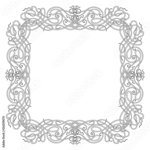 square ornate frame consisting of vignettes in art nouveau style. Vector illustration