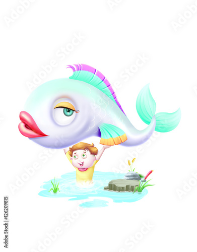 Boy holds a big fish