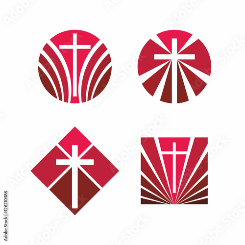 Christian symbols. The cross of Jesus Christ in different versions.