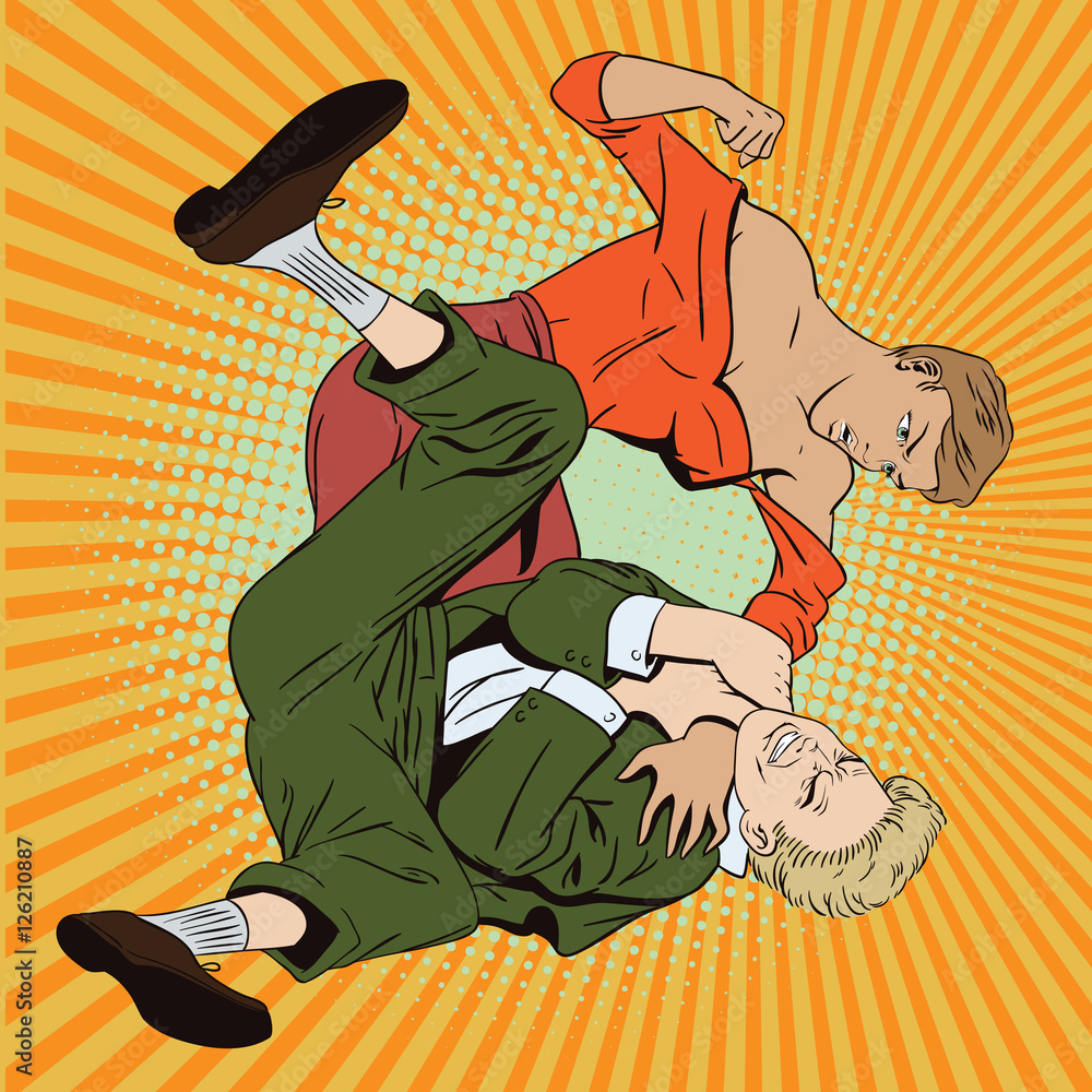 Woman beats man. Stock Vector | Adobe Stock