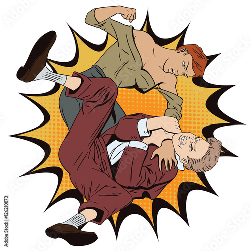 Woman beats man.