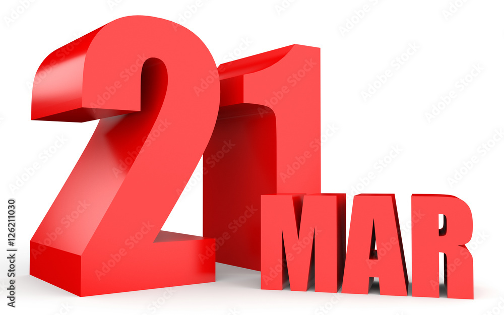March 21. Text on white background. March 21. Text on white background.
