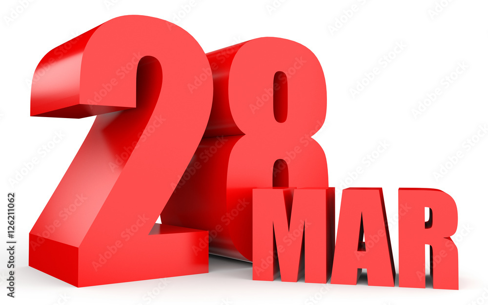 March 28. Text on white background. March 28. Text on white background.
